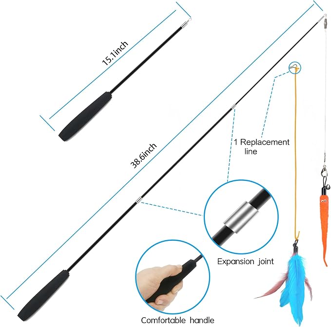 ZPH Cat Toys Interactive for Indoor Cats,2PCS Retractable Cat Wand,9PCS Teaser Toys&1PCS Hanging Door Lure Kitten Toy,Interactive Feather Toy for Teaser Play and Chase Exercise with Kitten