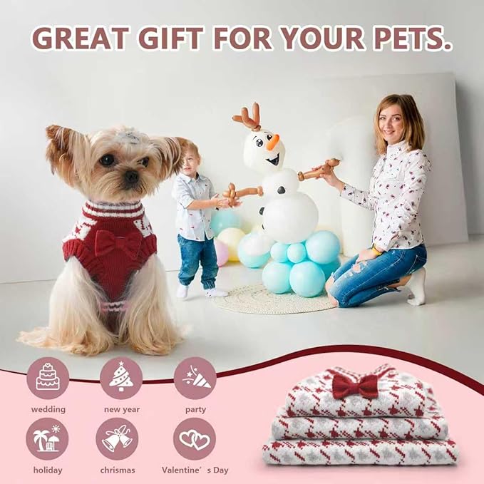 Christmas Halloween Dog Sweater, Dog Knitted Sweater Puppy Sweater Warm Soft Pet Holiday Clothes for Small Medium Dogs and Cats Sweaters (RED, XL)