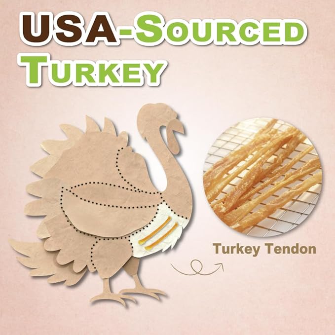 A Freschi srl Turkey Tendons for Dogs, Long-Lasting, Hypoallergenic Rawhide Alternative, Human Grade, Healthy Puppy Chews, Natural Dog Treats for Small Dogs, Ring (S), 40 Count Box