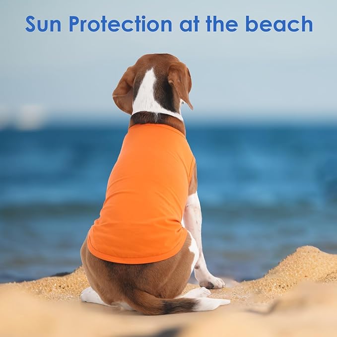 3 Pack Orange Striped Dog T-Shirts,X-Small Sleeveless Puppy Tank Top,Spring Summer Outdoor Sun Protection Tee Shirt,Lightweight for Chihuahua Lounge Wear,Party,Travel(Orange,XS