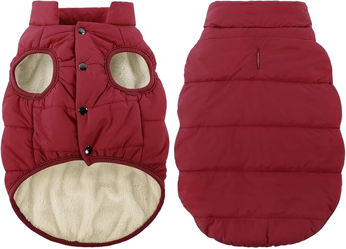 ASENKU Dog Winter Coat - Waterproof Windproof Dog Jacket, Warm Snowproof Doggie Puffer Vest for Cold Weather, Lightweight Snow Coats for Small Medium Large Dogs (2XL, Red)