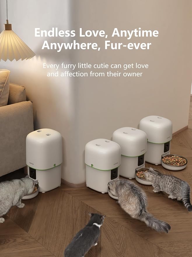Automatic Cat Feeder with Camera - 5G WiFi Auto Cat Food Dispenser, 1080P HD Video with Night Vision, 1-15 Meals, 1-99 Portions, 2-Way Audio, Keeps Food Fresh, 4L Timed Pet Feeder Also for Dogs