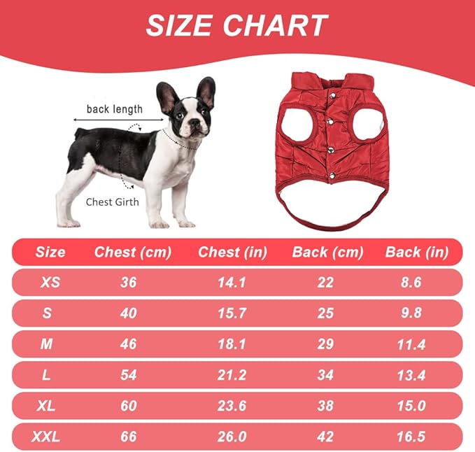 Warm Dog Coat, Windproof Dog Jacket Fleece Pet Winter Coats Solid Color Dogs Clothes Cold Weather Pet Jacket Vest Soft Puppy Apparel for Small Medium Dogs Cat (XL, Red)
