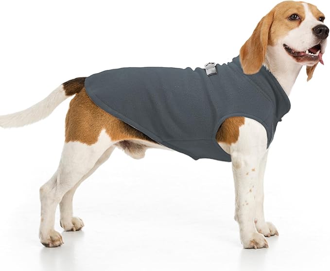 BEAUTYZOO Dog Fleece Vest Sweater Winter Jacket for Small and Medium Large Dogs with D-Ring Leash Cold Weather Coat Hoodie for XS S M Dogs Boy or Girls, Grey XL