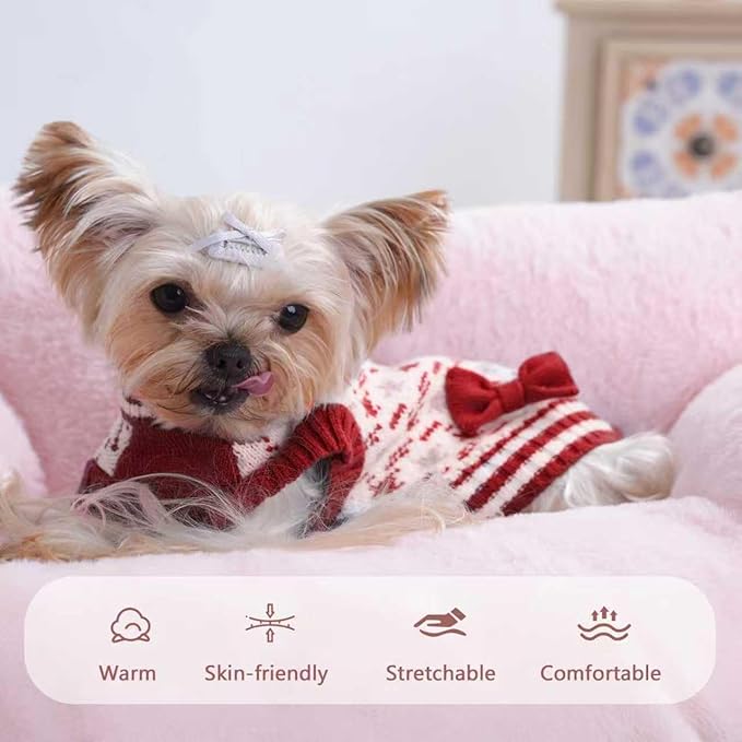 Christmas Halloween Dog Sweater, Dog Knitted Sweater Puppy Sweater Warm Soft Pet Holiday Clothes for Small Medium Dogs and Cats Sweaters (RED, XL)