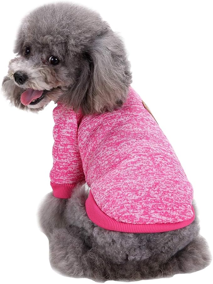 Jecikelon Dog Clothes Dogs Sweater Soft Puppies Clothing Winter Puppy Sweaters Warm Outfit for Dogs Small XXS XS Cat Apparel (Rose red, M)