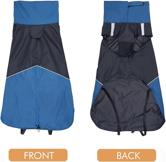 Windproof Dog Winter Jackets - Outdoor Coats for Cold Weather, Waterproof Raincoats with Leash Hole, Black Blue XL