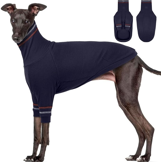 Greyhound Dog Sweater, Italian Greyhound Coat for Large Dogs, Whippet Pullover Turtleneck Stretchy Knit Sweatshirt, Greyhound Thermal Clothes Pajamas Sighthounds Jumpsuit for Cold Weather XL