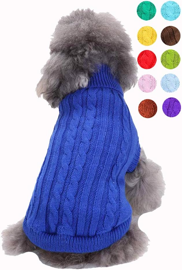 Dog Sweater for Small, Medium, Large Dogs - Warm Winter Classic Turtleneck Pet Clothes Coat for Puppies, Cats - Cute Christmas Sweater for Girls and Boys