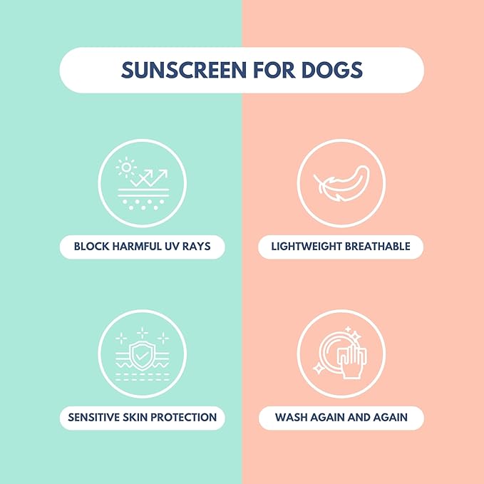 Spark Paws Sunblock Dog T-Shirt, SPF30 Protection, Lightweight Breathable Quick Dry for Dogs with Sensitive Skin - Peach & Mint (Set of 2) - XL