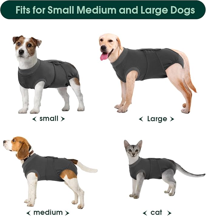 Kuoser Dog Surgery Suit - Female Spay & Male Neuter Recovery Onesie, Anti-Licking Abdominal Wounds Pet Surgical Recovery Bodysuit, Substitute E-Collar & Cone