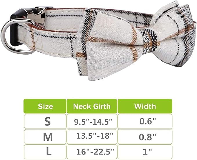 Faleela Soft &Comfy Bowtie Dog Collar,Detachable and Adjustable Bow Tie Collar,for Small Medium Large Pet (M, Beige)