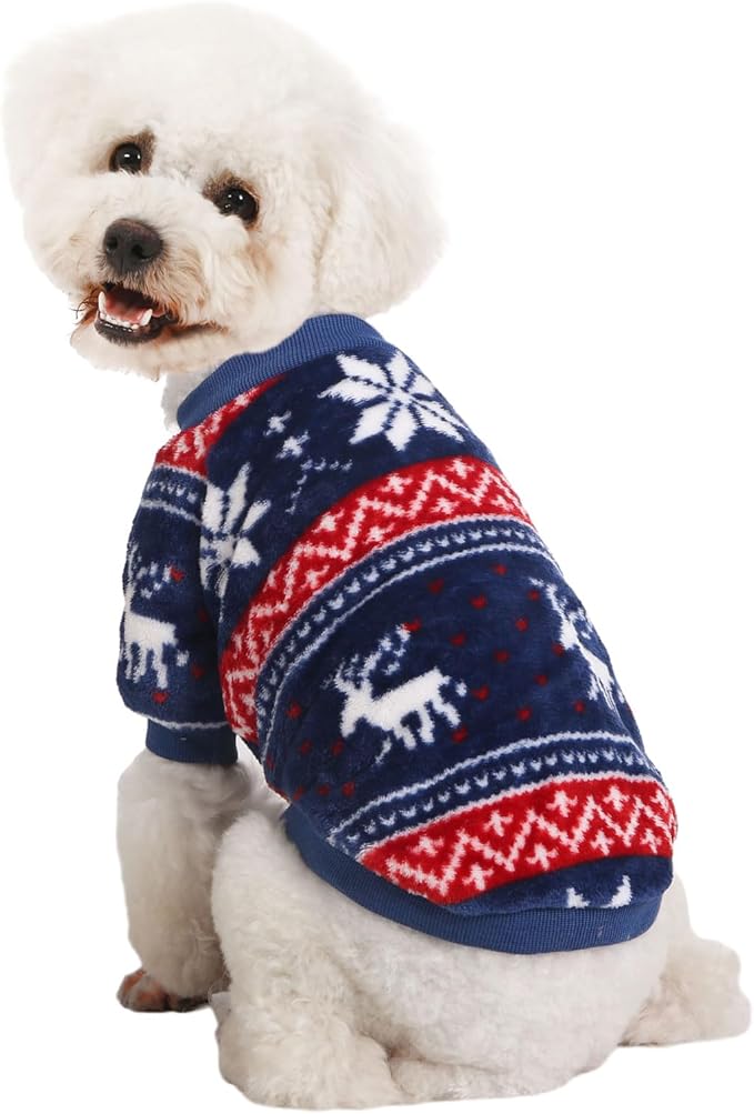 Dog Sweater, 2 Dog Sweaters for Small Dogs, Warm Soft Pet Clothes for Puppy, Medium Large Cat, Dogs Girl or Boy, Dog Shirt for Winter Christmas (Red+Navy, Small)