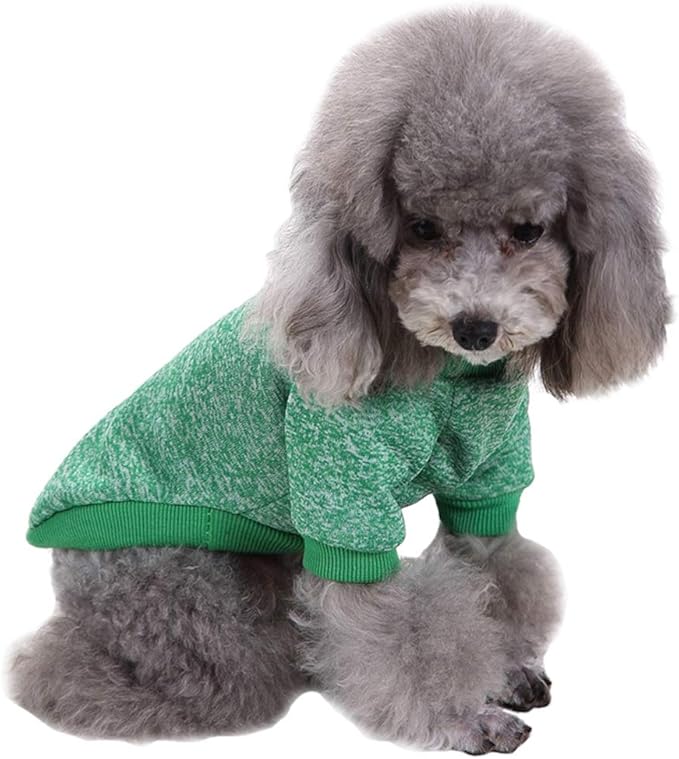 Jecikelon Dog Clothes Dogs Sweater Soft Puppies Clothing Winter Puppy Sweaters Warm Outfit for Dogs Small XXS XS Cat Apparel (Large, Green)