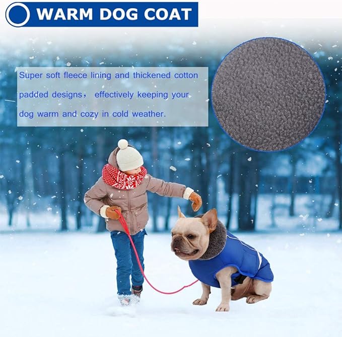 QBLEEV Warm Dog Coat Reflective Dog Jacket, Waterproof Dog Winter Coat Turtleneck Dog Clothes for Cold Weather, Thick Fleece Dog Snowsuit Christmas Dog Vest Pet Apparel for Small Medium Large Dogs XL