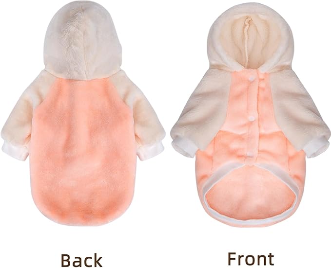 FabriCastle Dog Hoodie Sweater for Small Dogs Boy and Girl, Small Dog Clothes XS XXS Puppy Sweatshirt, Pet Outfit, Cat Clothing Super Soft Warm Snap On Closure (Peach-Cream, Large)