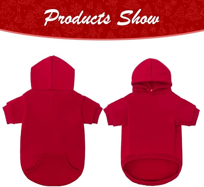 KOOLTAIL Basic Dog Hoodie - Soft and Warm Dog Hoodie Sweater with Leash Hole and Pocket, Dog Winter Coat, Cold Weather Clothes Sweatshirt for Small Medium Large Dogs Puppy Cat Boys Girls Red XS