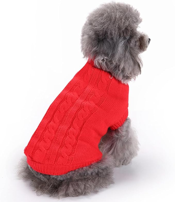 Small Dog Sweaters Knitted Pet Cat Warm Dog Sweatshirt Winter Clothes Kitten Puppy Sweater (X-Small,Red)