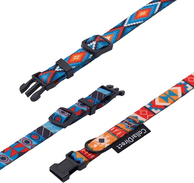 CollarDirect Nylon Dog Collar with Buckle Tribal Pattern Puppy Adjustable Collars for Dogs Small Medium Large (Pattern 3, Neck Fit 7"-11" with Metal Buckle