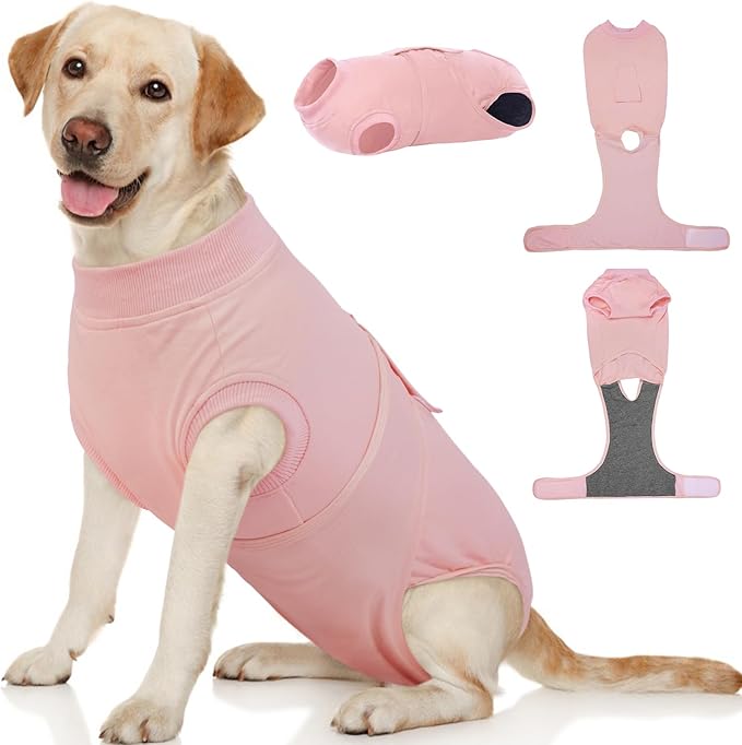 Kuoser Dog Surgery Suit - Female Spay & Male Neuter Recovery Onesie, Anti-Licking Abdominal Wounds Pet Surgical Recovery Bodysuit, Substitute E-Collar & Cone