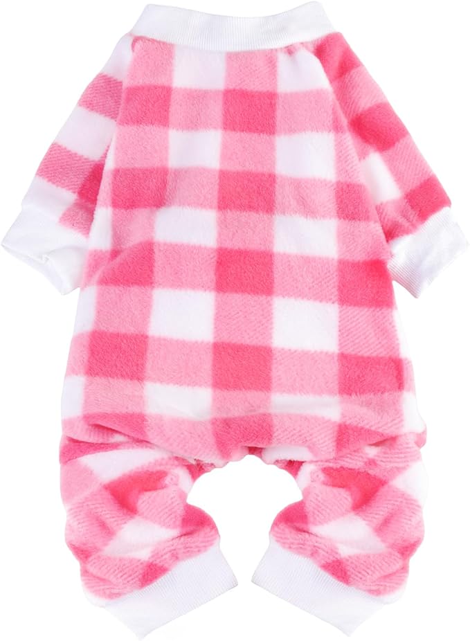 SCENEREAL Dog Pajamas for Small Dogs - Soft Warm Pet Sweater Clothes, Pink Girl Puppy Onesie Outfits for Doggie Winter Christmas - Dog Jammies Pjs