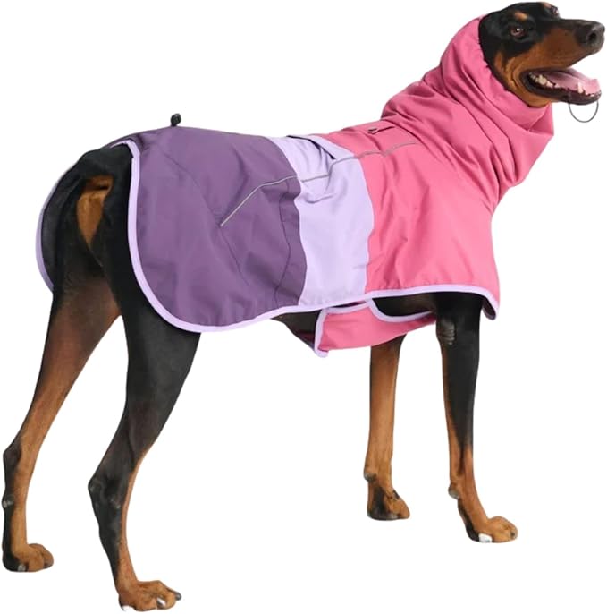 Spark Paws Dog Raincoat, Waterproof Windproof Rain Jacket, for Small Medium Large Extra Large Dogs, Reflective Breathable Full-Body Coverage Dry Suit - Pink Lilac Purple - 3XL
