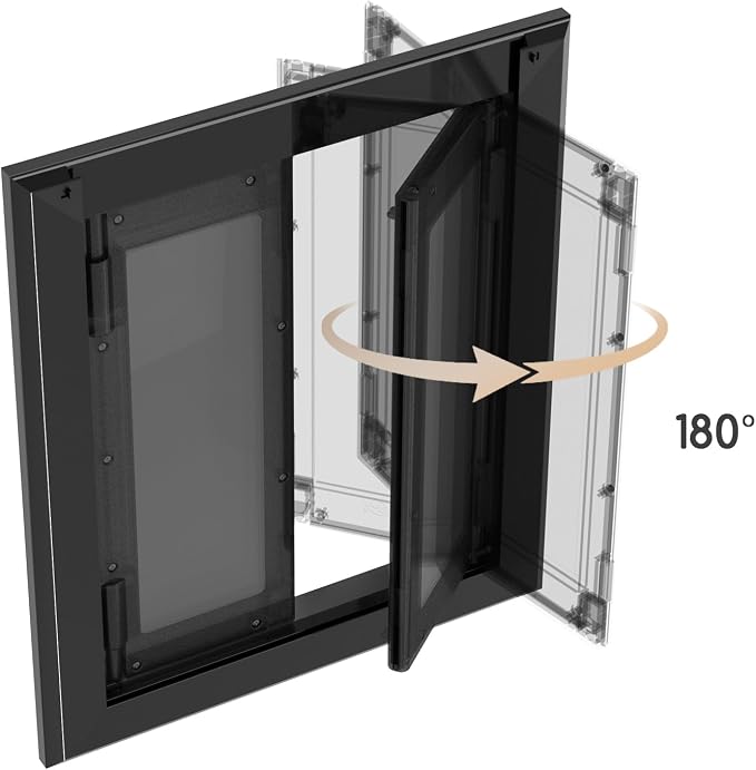 Extra Large Heavy Duty Aluminum Dog Door, Gray for 200 LBS Dogs | French Aluminum Dog Door with Double Magnetic Flaps & telescoping Tunnel, Sturdy Frame for Dogs up to 200 LBS