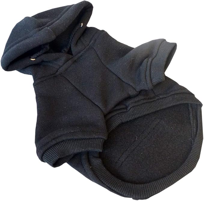 Lovelonglong Blank Basic Hoodie Sweatshirt for Dogs 100% Cotton Fits Small Medium Dachshund Large Dog Black D-S
