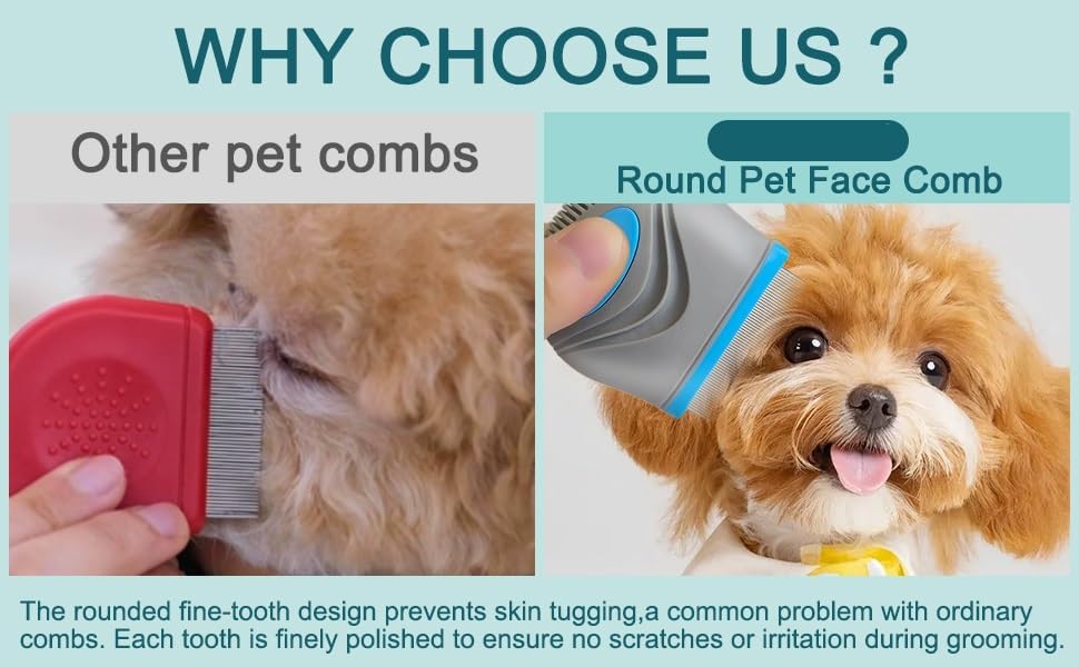PET Facial Grooming Comb，Stress-free Tear Stain Remover for Dogs & Cats