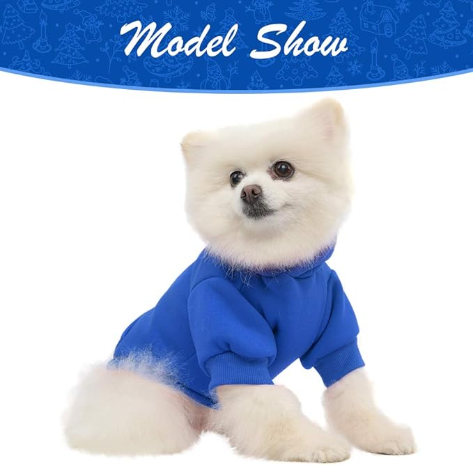 KOOLTAIL Basic Dog Hoodie - Soft and Warm Dog Hoodie Sweater with Leash Hole and Pocket, Dog Winter Coat, Cold Weather Clothes Sweatshirt for Small Medium Large Dogs Puppy Cat Boys Girls Blue XS