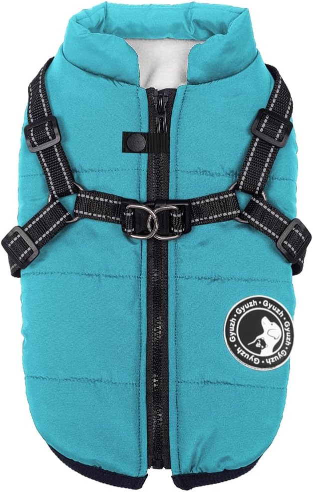 Gyuzh Dog Coat with Harness Puppy Coats Small Dog Harness Jacket Winter Waterproof Jackets for Smal Medium Large Dogs