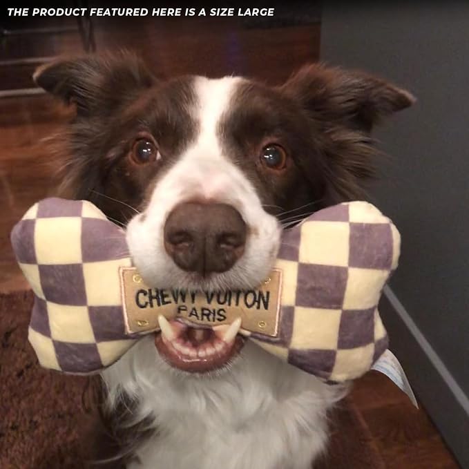 Haute Diggity Dog Chewy Vuiton Bone Plush Dog Toy, Designer Parody Toy