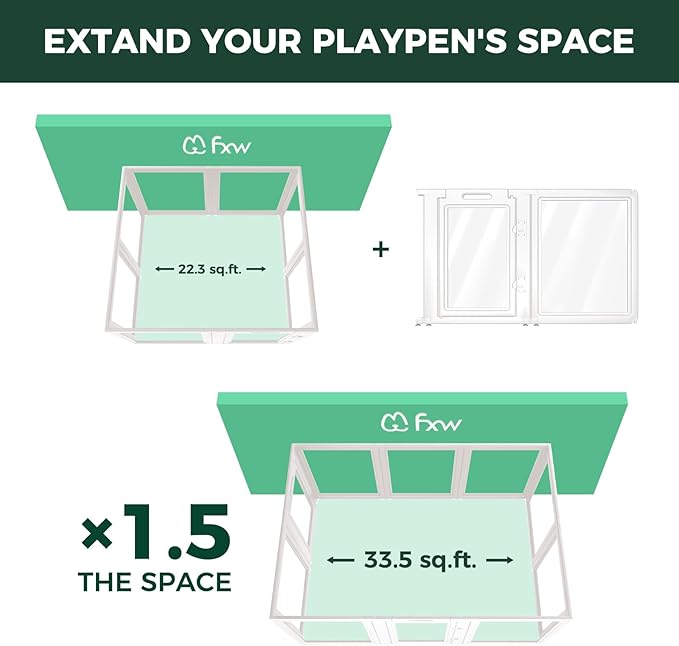 FXW AuraSpace Acrylic Indoor Dog Playpen for Medium Dogs, 35 inch, 2 Panels, Includes 1 Gate & 1 Panel, White