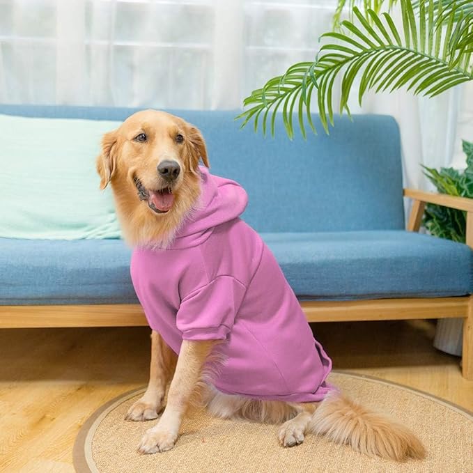 KOOLTAIL Basic Dog Hoodie - Soft and Warm Dog Hoodie Sweater with Leash Hole and Pocket, Dog Winter Coat, Cold Weather Clothes Sweatshirt for Small Medium Large Dogs Puppy Cat Boys Girls Pink L
