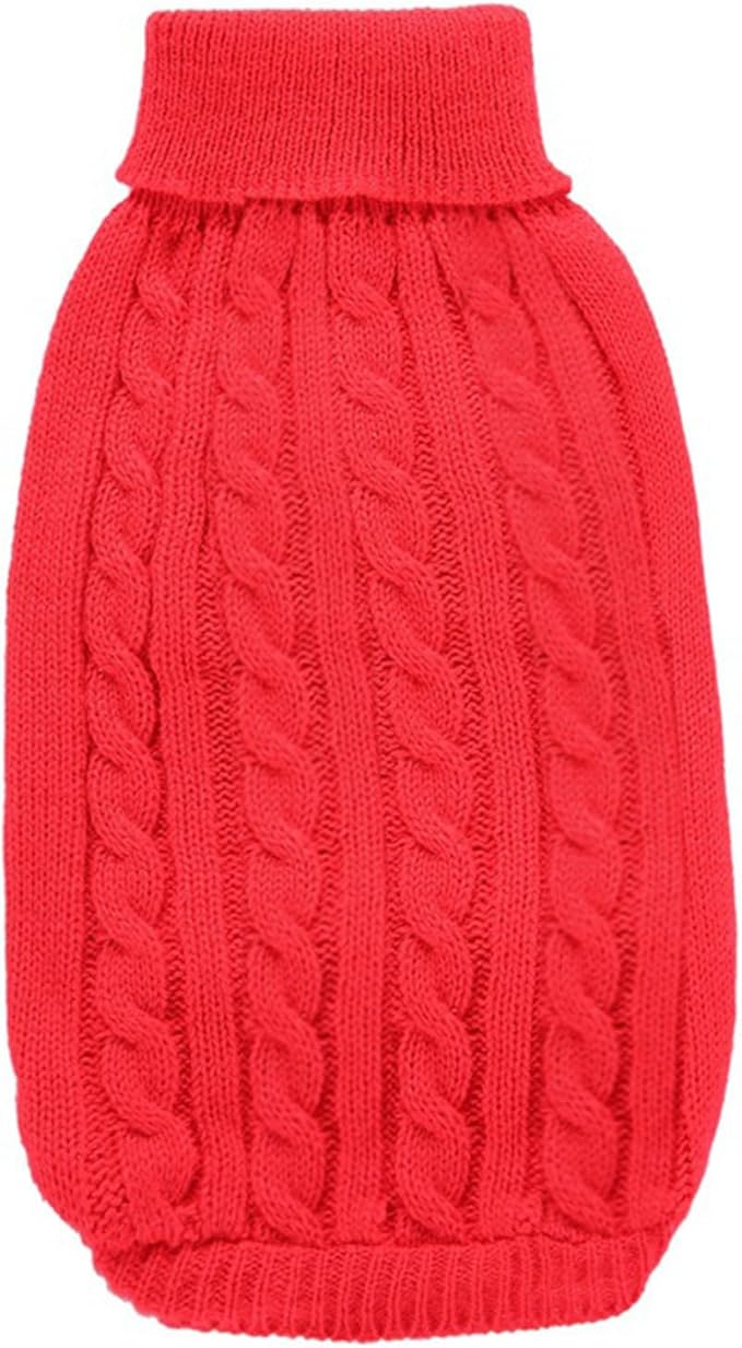 Small Dog Sweaters Knitted Pet Cat Warm Dog Sweatshirt Winter Clothes Kitten Puppy Sweater (X-Small,Red)