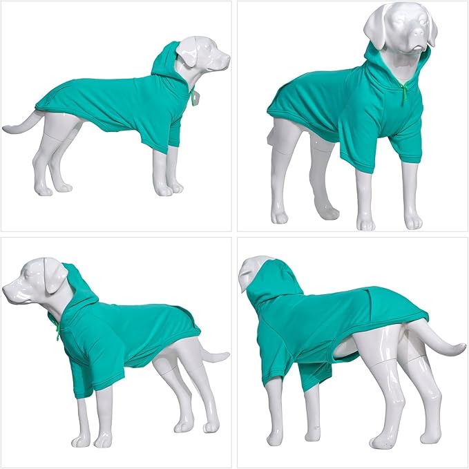 Lovelonglong Blank Basic Hoodie Sweatshirt for Dogs 100% Cotton Fits Small Medium Dachshund Large Dog Turquoise S