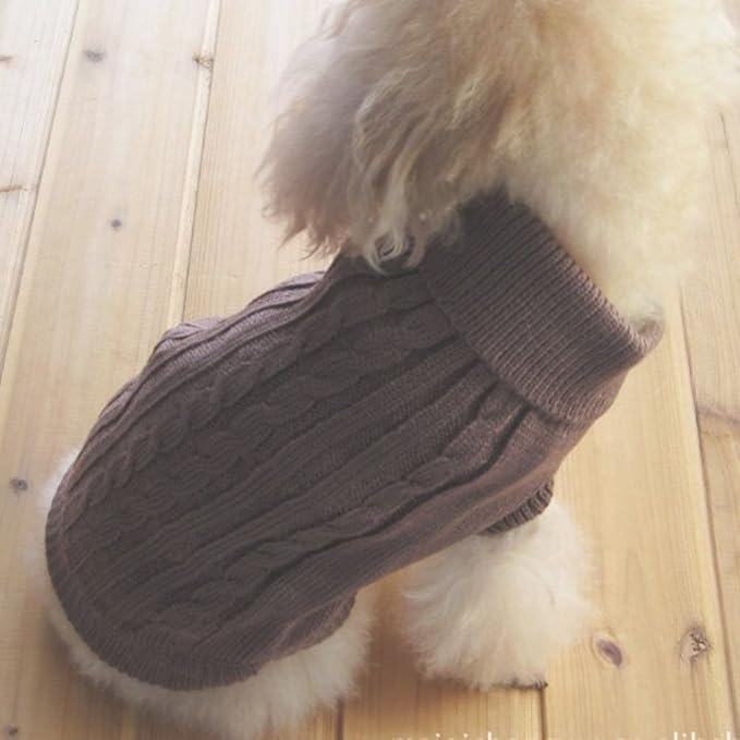 Tangpan Turtleneck Classic Straw-Rope Pro Pet Dog Sweater Apparel (Brown,XL)