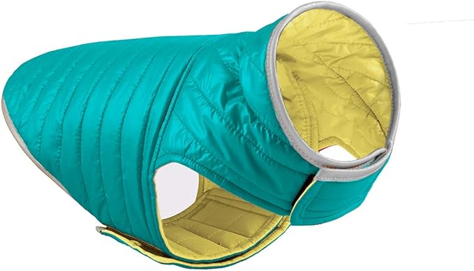 Mogoko Reflective Reversible Dog Winter Coat with Harness/Leash Hole, Waterproof Pet Jacket Warm Vest for Cold Snow Weather (Yellow/Green)