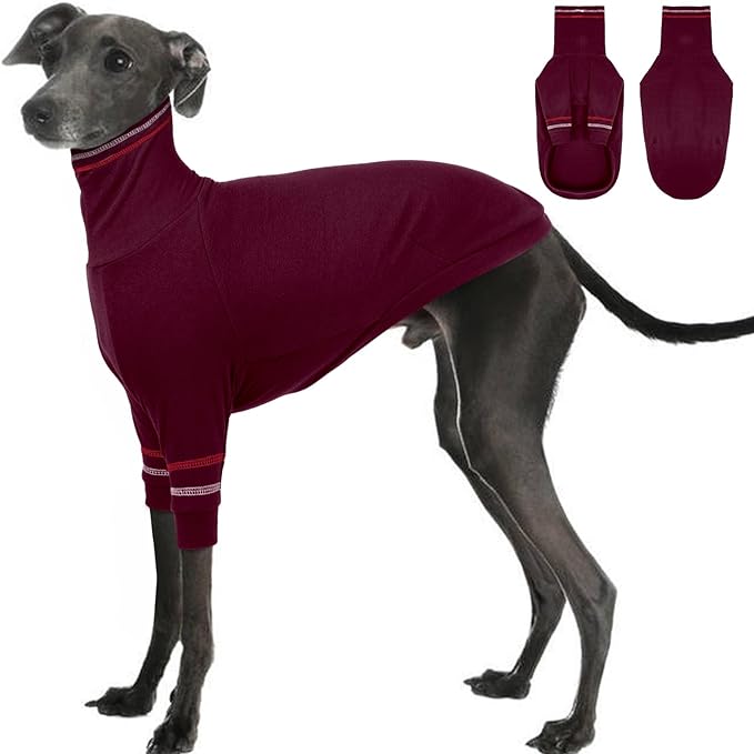 Greyhound Dog Sweater, Italian Greyhound Coat for Large Dogs, Whippet Pullover Turtleneck Stretchy Knit Sweatshirt, Greyhound Thermal Clothes Pajamas Sighthounds Jumpsuit for Cold Weather L