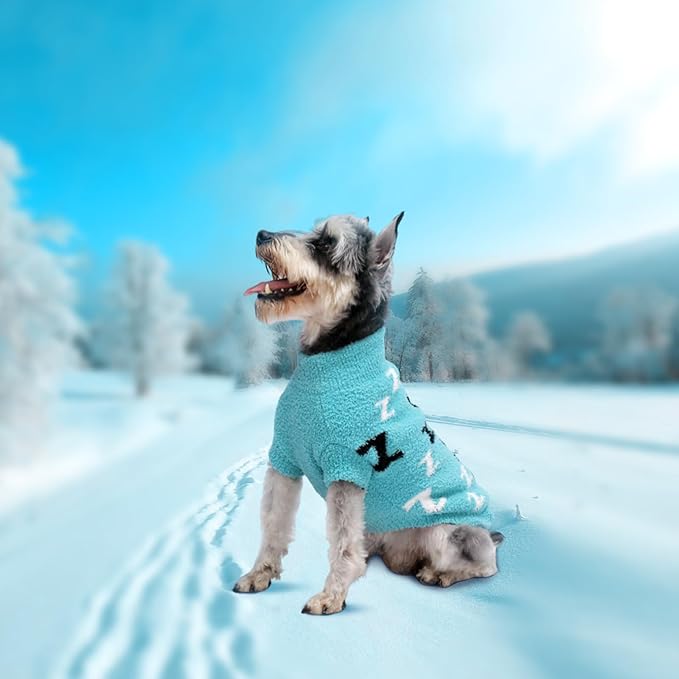Dog Sweaters for Small Dogs Boy Girl Pet Pullover Sweater Puppy Clothes Cold Weather Cable Knitwear Thick Warm Outfits for Chihuahua Bulldog Dachshund Pug Yorkie (Turquoise-S)