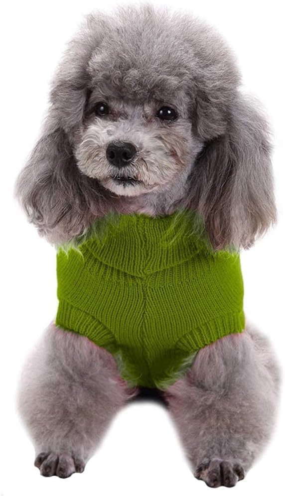 Small Dog Sweaters Knitted Pet Cat Warm Dog Sweatshirt Winter Clothes Kitten Puppy Sweater (X-Small,Light Green)