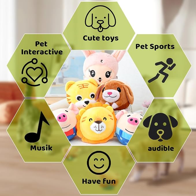 Interactive Dog Toys,2024 New Active Moving Pet Plush Toy,Squeaky Moving Dog Ball Toy,Rechargeable Puppy Toys to Keep Them Busy,Washable Pig Plush Toys(Tiger)