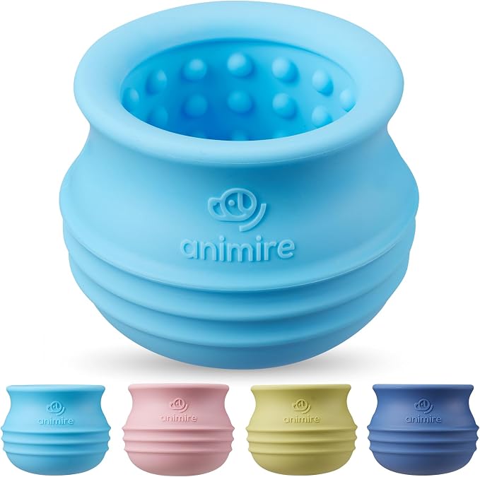 Treat Dispensing Dog Toy, Long-Lasting Interactive Puzzle Toys for Dogs, Stuffable Dog Enrichment Frozen Lick Treat Toy for Boredom, BPA Free Silicone Fetch Catch Chew Toy (Light Blue,L)