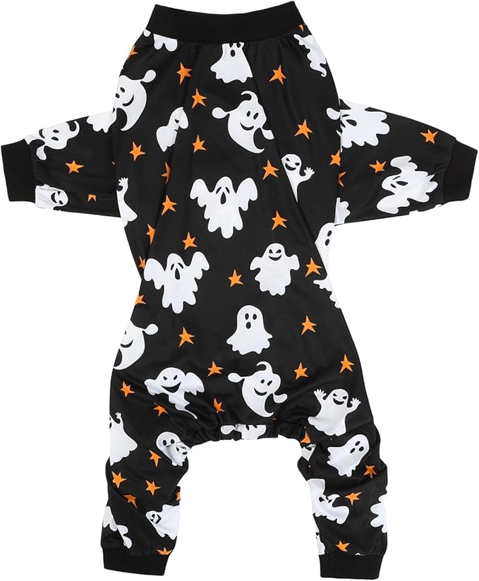 HDE Dog Pajamas One Piece Jumpsuit Lightweight Dog PJs Shirt for M-3XL Dogs Ghostly Stars - L