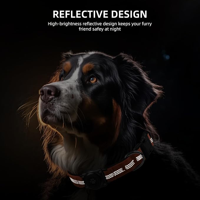 Upgrade Dog Collar with AirTag Holder, IP68 Waterproof, Orange, XL | Built-in Water Resistant AirTag holder, 1000D Nylon, Reflective Stitching for Night Visibility, Soft padding for Comfort