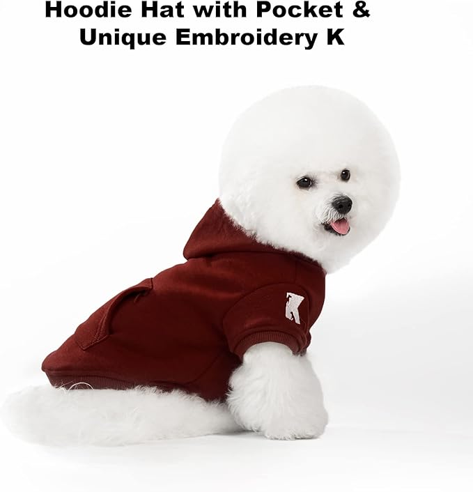 Koneseve Dog Hoodie Fleece Dog Clothes Warm Sweater with Hat for Medium Large Dogs Cat Hooded Shirt Kitten Pet Basic Sweatshirt with Pocket Doggie Soft Winter Coat Apparel (Red; 5XL)