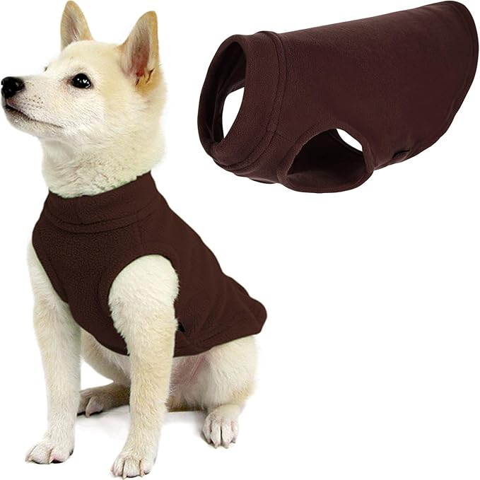 Gooby - Stretch Fleece Vest, Pullover Fleece Vest Jacket Sweater for Dogs, Brown, Small