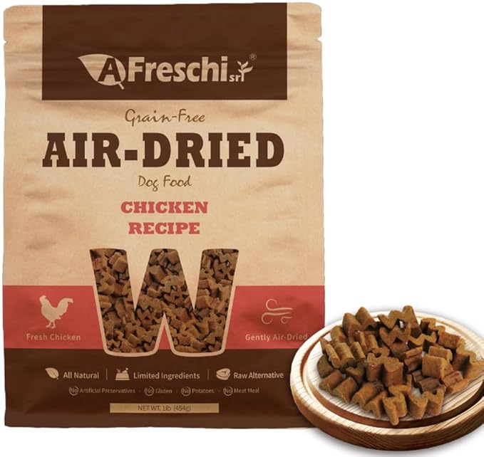 AFreschi Air-Dried Dog Food Chicken Recipe 1lb, All-Natural, Complete & Balanced, Grain-Free, High-Protein, Limited Ingredients