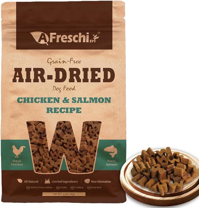 Afreschi Air-Dried Dog Food – Real Chicken & Salmon, Grain-Free, Limited Ingredient, All-Natural, High-Protein, Complete & Balanced for All Life Stages, Ideal for Picky Eaters, 2.2 lb Bag