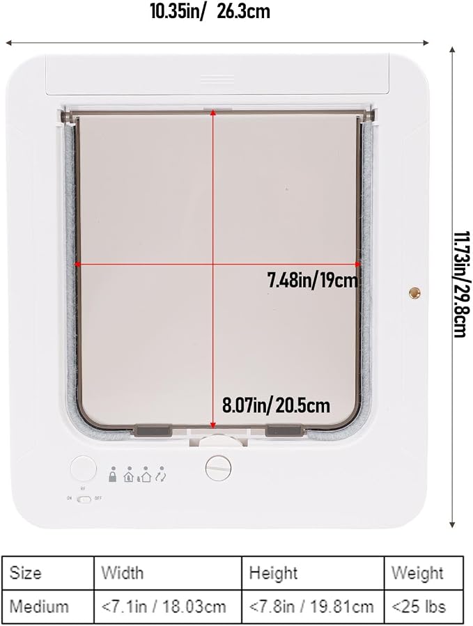 Smart Cat Door Automatic Pet Door Collar Activated Cat 2 Way Entry Advanced Sensing Safety Guard Easy Installation for Home
